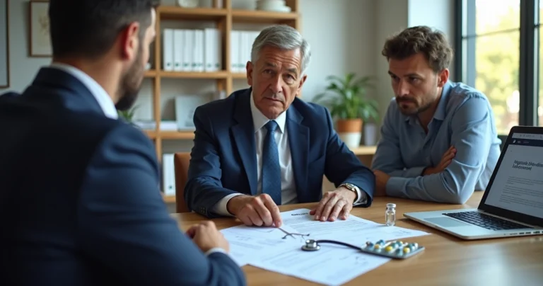 Advogado orientando paciente sobre plano de saúde e tratamento com eculizumabe