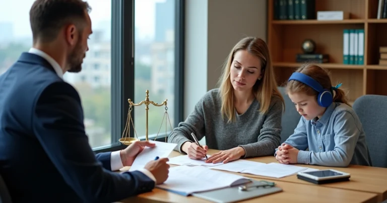 Advogado orientando mãe de criança autista sobre rescisão de plano de saúde