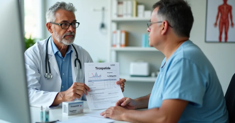Médico explica tratamento com tirzepatida a paciente com obesidade em consulta de plano de saúde