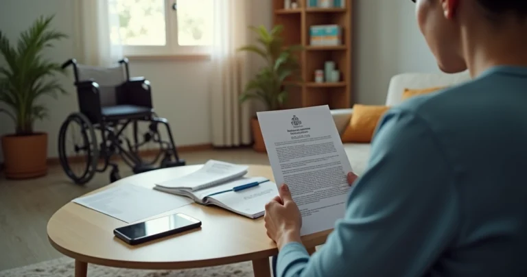 Beneficiário observa carta de tratamento negado pelo plano de saúde na sala de casa