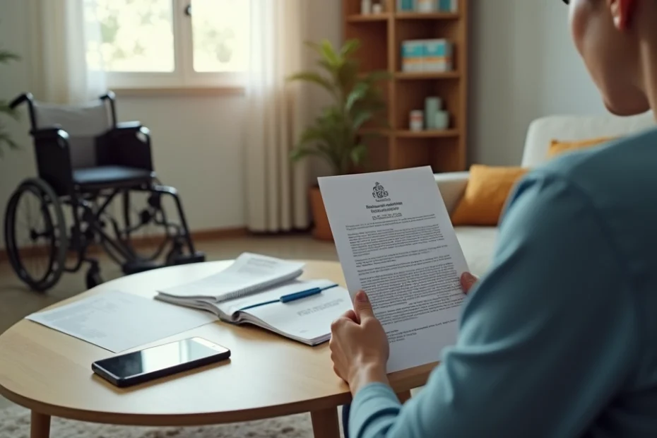 Beneficiário observa carta de tratamento negado pelo plano de saúde na sala de casa