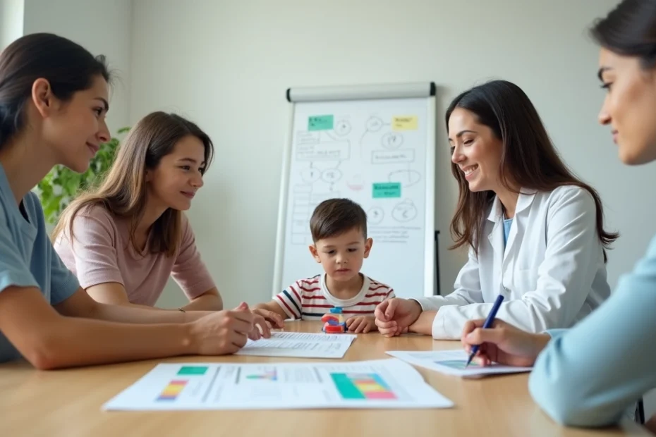 Pais de criança autista conversam com médica sobre cobertura de terapia ABA pelo plano de saúde