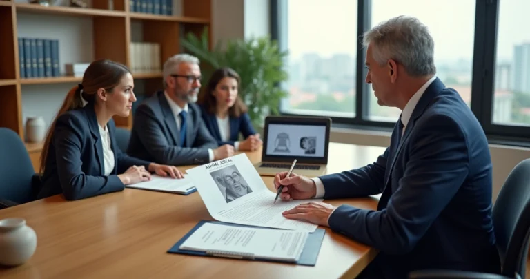 Família conversa com advogado sobre alvará judicial em escritório