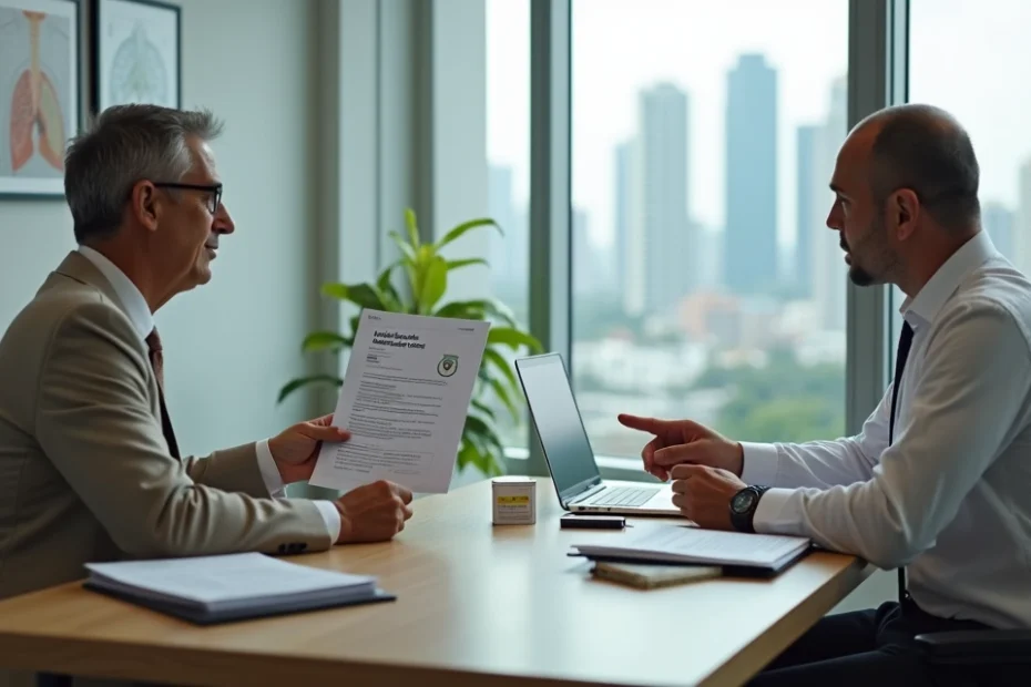 Paciente com câncer de pulmão conversa com advogado sobre negativa do plano de saúde