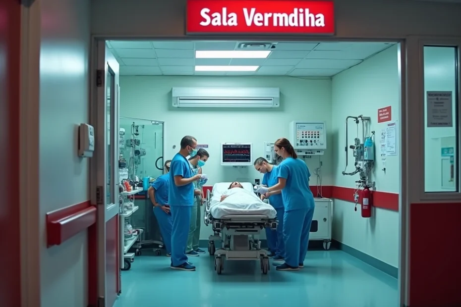 Equipe médica atende paciente grave em sala vermelha da UPA