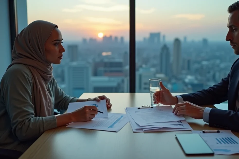 Corretor de seguro de vida orienta paciente oncológico em reunião calma