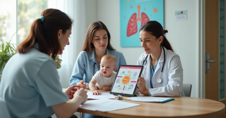 Pediatra explica proteção do nirsevimabe para bebê em consulta confortável
