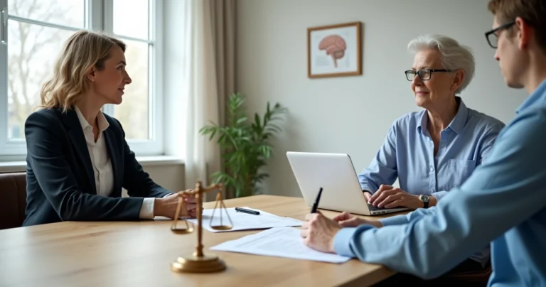 Paciente com esclerose múltipla conversa com advogada sobre direitos do convênio de saúde