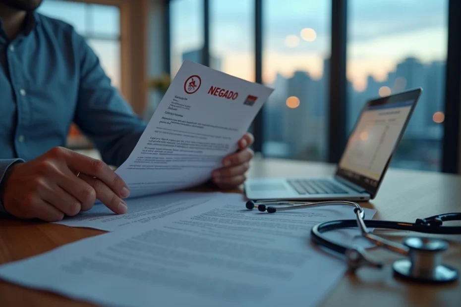 Paciente comparando relatório médico com carta de negativa do plano de saúde