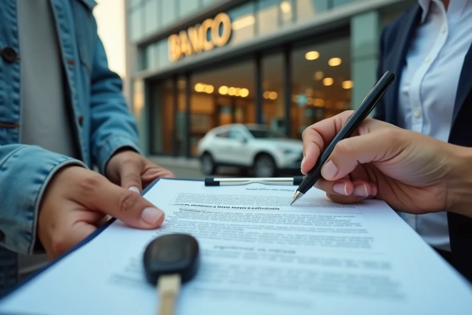 Consumidor questiona tarifa de taxa de avaliação com advogado diante de fachada de banco