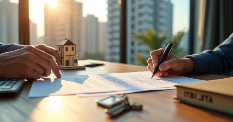 Comprador assina contrato de compra de imóvel com destaque para cálculo do ITBI