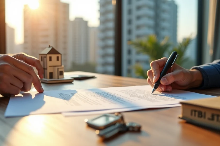 Comprador assina contrato de compra de imóvel com destaque para cálculo do ITBI