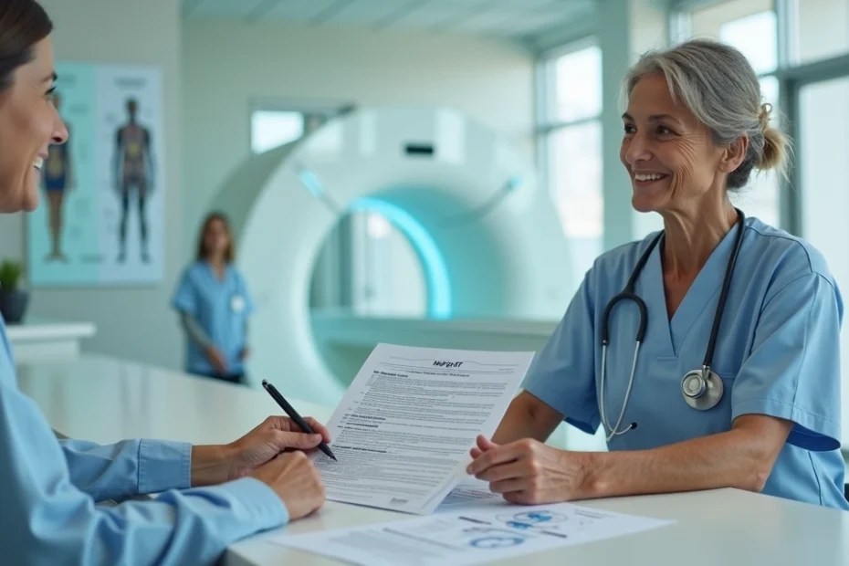 Paciente em consultório tirando dúvidas sobre cobertura de exame PET-CT com plano de saúde